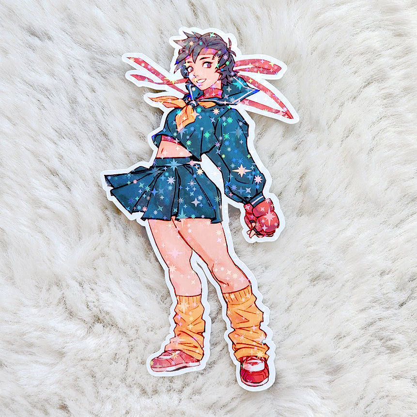 Winter Sakura 5" Sparkle Holo Vinyl Sticker