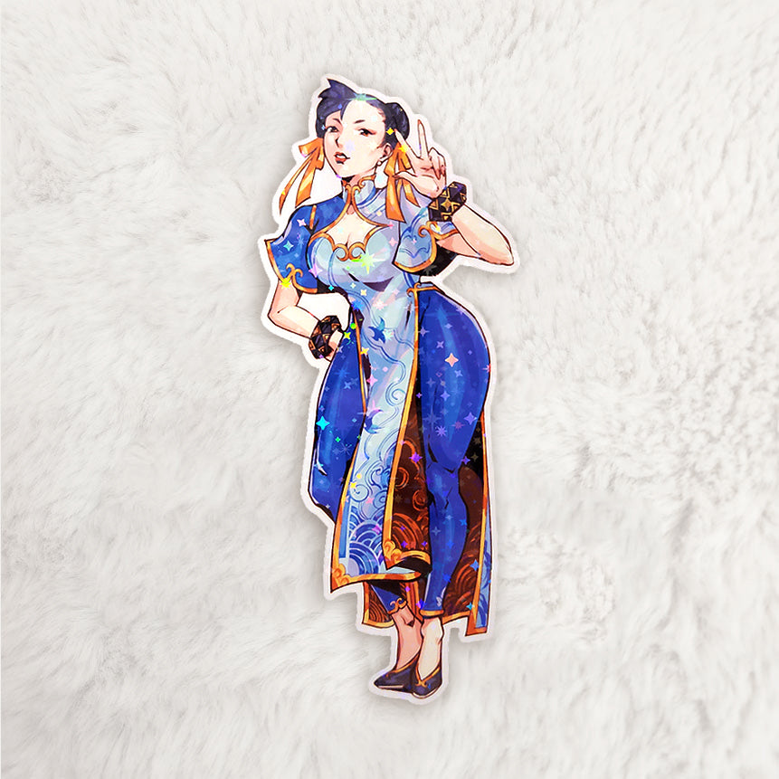 Chun-Li 5" Vinyl Sticker - Matte, Sparkle Holo